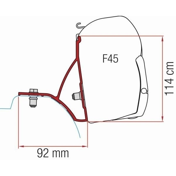 Markise FIAMMA F45 S 260 Royal grey Gehaeuse weiss inkl. Adapter Renault Trafic Opel Vivaro ab Modelljahr 2015