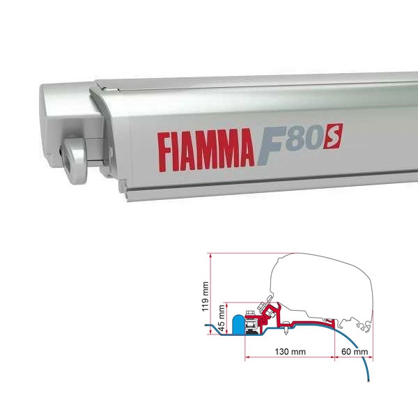 Markise FIAMMA F80 S 320 Royal grey Gehaeuse titanium inkl. Adapter Iveco Daily IV H2 L2 ab 2006 - 2014