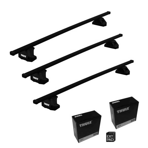 Kompletter Thule Dachtraeger Evo mit SquareBar Stahl Vierkantprofilen - Set mit 3 Traversen