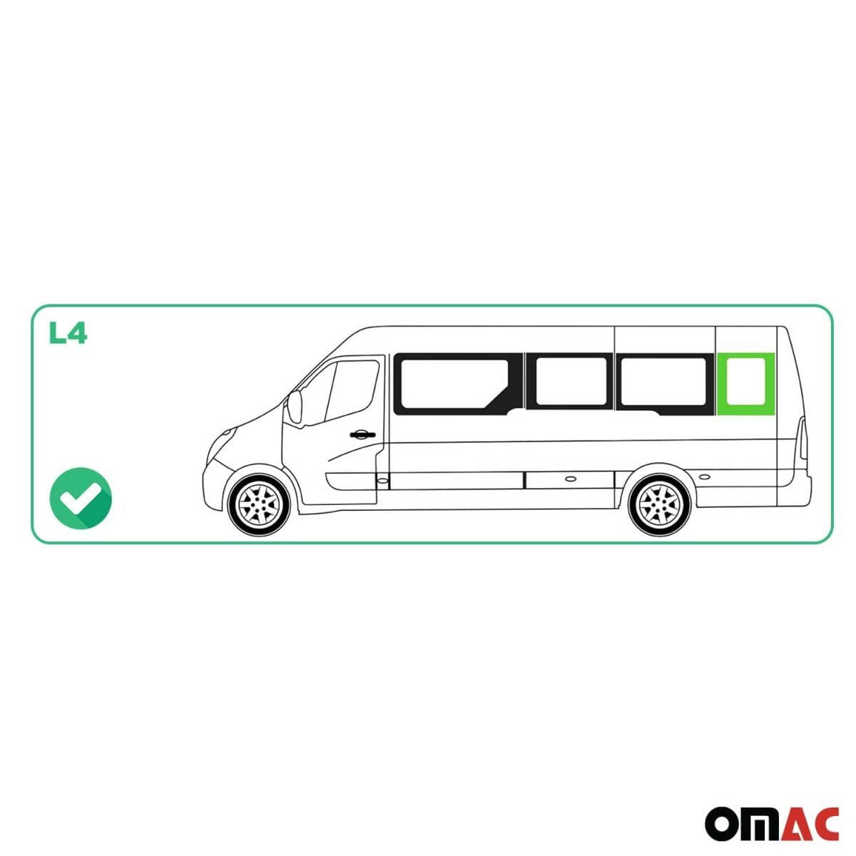 OMAC Seitenfenster Seitenscheibe Opel Movano L4 Bj. 2010–2021 Hinten Links-Rechts - 6125405L4-1RSFLR