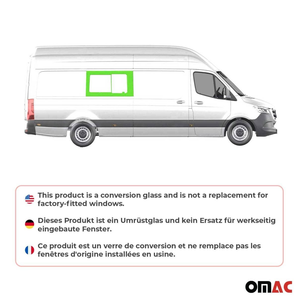 OMAC Seitenfenster Schiebefenster MB Sprinter W906 L3/L4 Bj. 2006-2018 Mitte Rechts Schiebetür OMAC Seitenfenster Schiebefenster MB Sprinter W906 L3-L4 Bj. 2006-2018 Mitte Rechts Schiebetuer - 4724405-1MSDSR