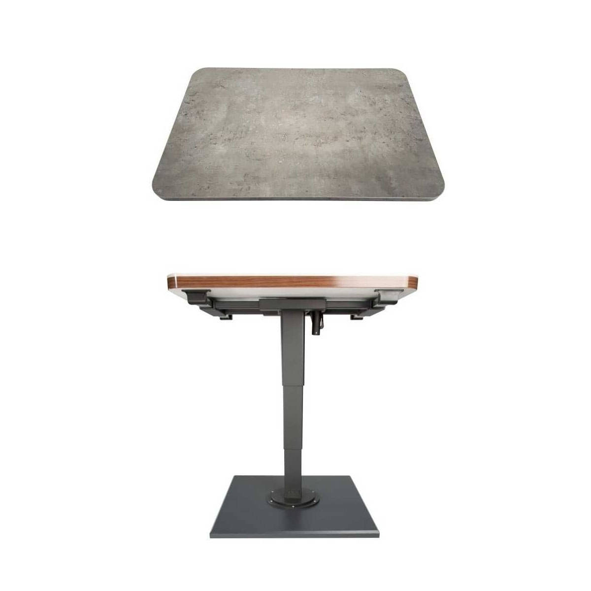 ILSE TECHNIK Klick-Klack Liftgestell mit Verdrehung und Verschiebung 5894 inkl. Leichtbautischplatte Betonoptik 58 x 90 x 2-8 cm