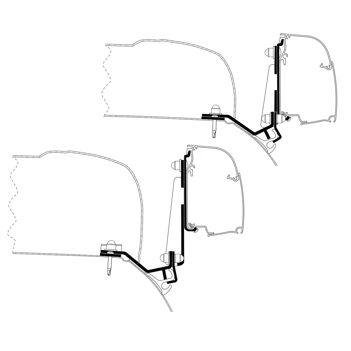 THULE Adapter Mercedes Vito mit REIMO Multirail fuer Markise Thule 4200 301997 - 301997