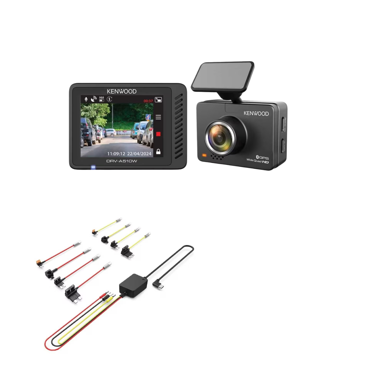 KENWOOD DashCam DRV-A510W inkl. Anschusskabel Festeinbau CA-DR1130