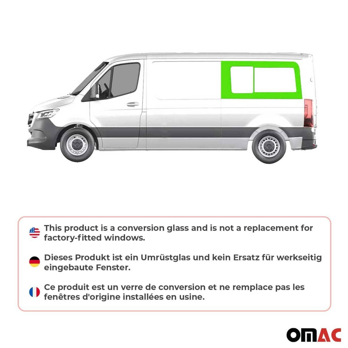 OMAC Seitenfenster Schiebefenster VW Crafter L2 Bj. 2006-2017 Hinten Links - A050990