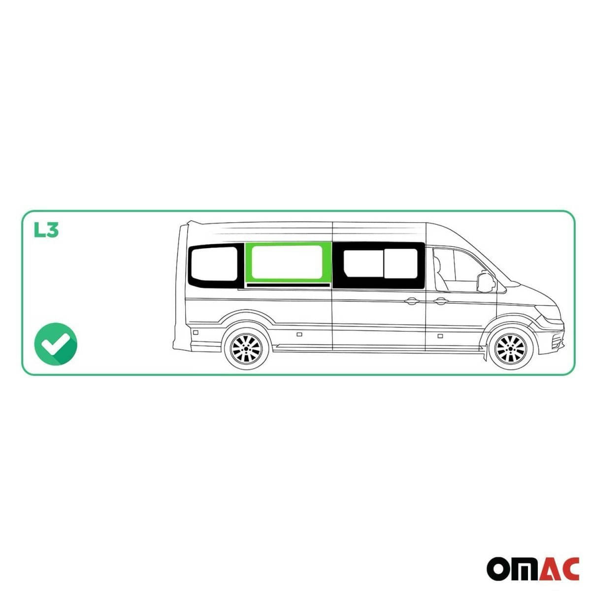 OMAC Seitenfenster Seitenscheibe MAN TGE L3 ab Bj. 2017 Mitte Rechts Schiebetuer - A050825