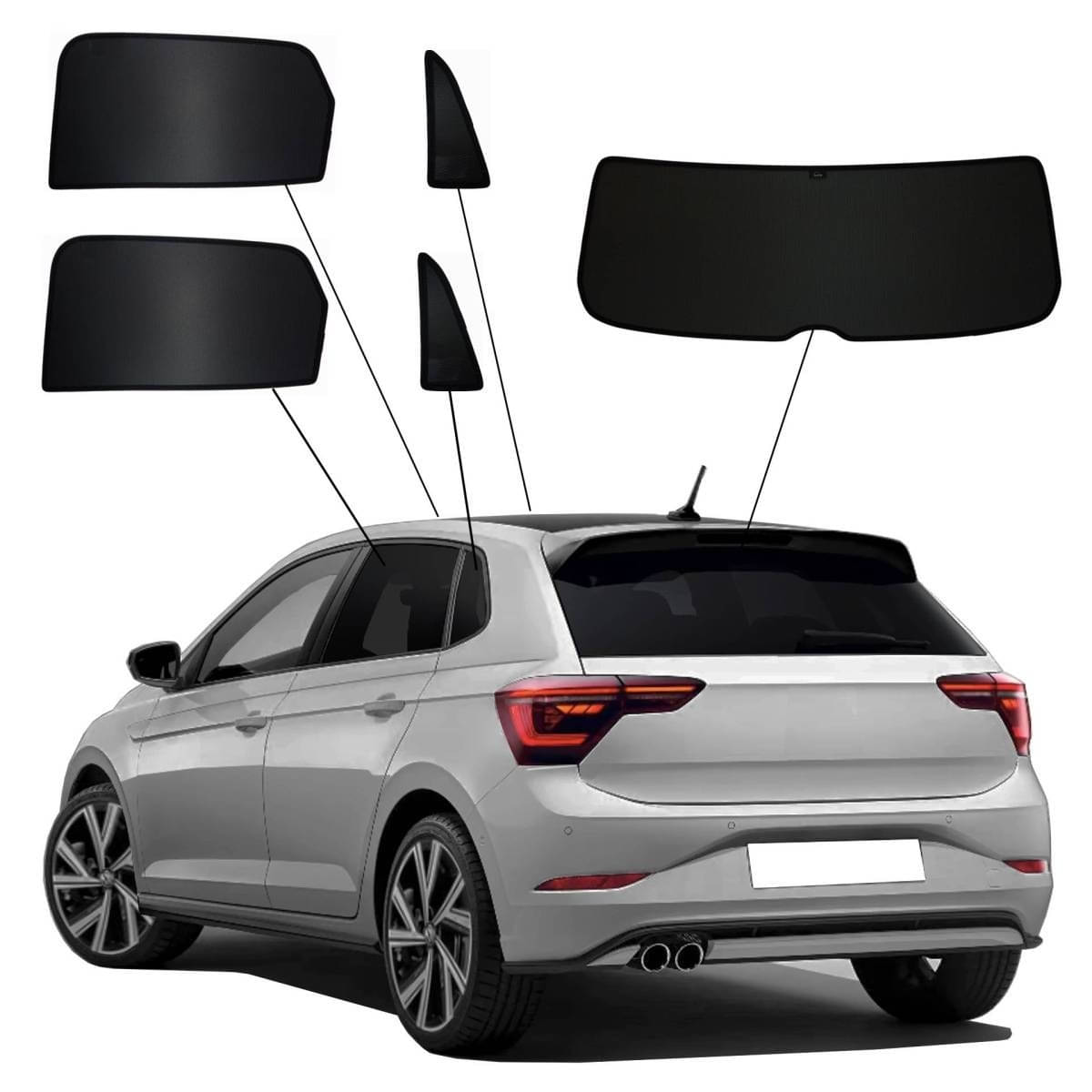 WINDESA SunClip Sonnenschutz - Sichtschutz VW Polo VI Facelift ab Bj. 2021 Set ABC - sun-10344abc