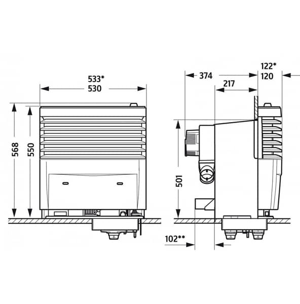 Heizungset- Heizung inkl- Einbaukasten f. 2 x Geblaese -EBK2-- Verkleidung Standard