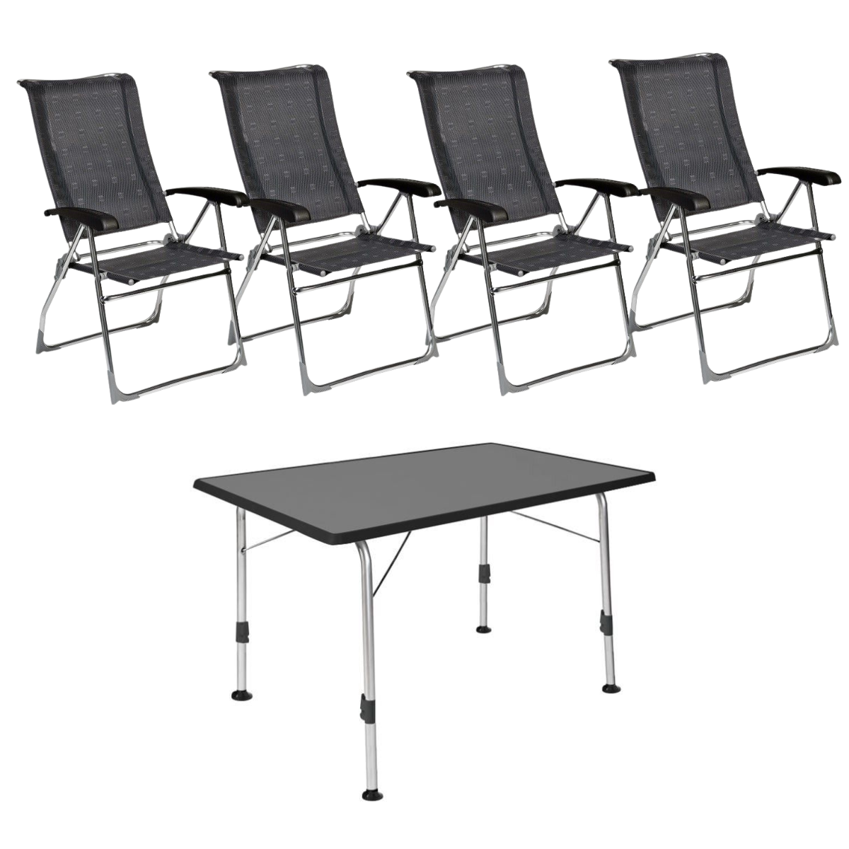 DUKDALF Stuhl Aspen anthrazit 4er-Set - Tisch STABILIC III 115x70 cm anthrazit - 42-01-0677-4 40-24-1157.4