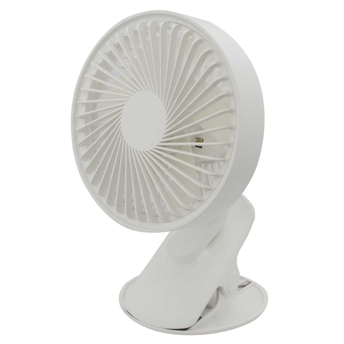 EuroTrail Akku-Ventilator mit LED-Licht und Klammer Weiss - ETLT1441