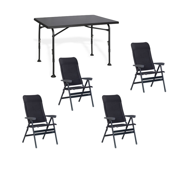 Set 1 Tisch WESTFIELD Aircolite 120 Black Edition Tisch 120 x 80 cm - Performance Series - 201-27251 und 4 Stuehle WESTFIELD Advancer XL Stuhl anthracite grey - Performance Series - 201-883 AG