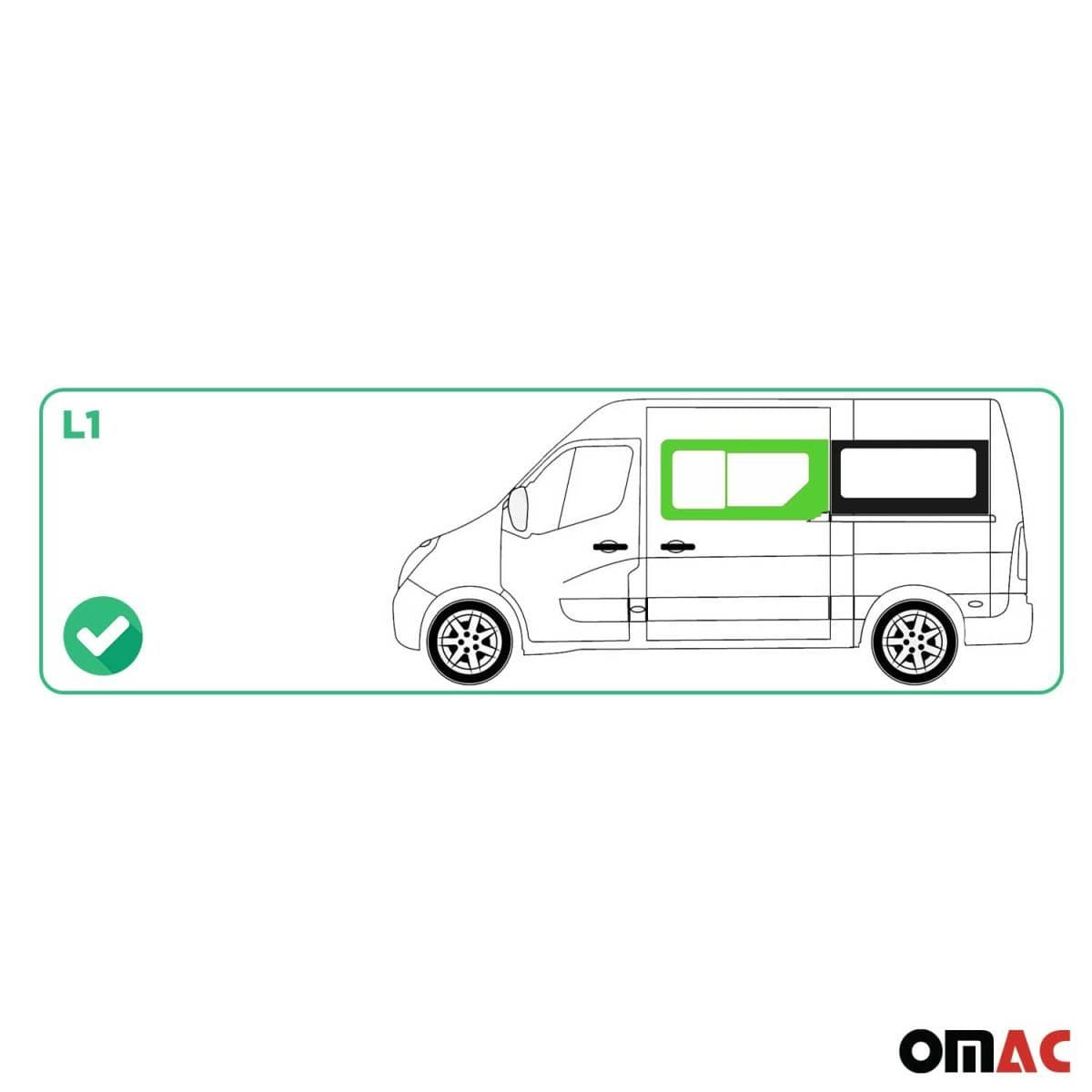 OMAC Seitenfenster Schiebefenster Opel Movano L1 Bj. 2010–2021 Schiebetuer Links - 6125405-1FSDSL