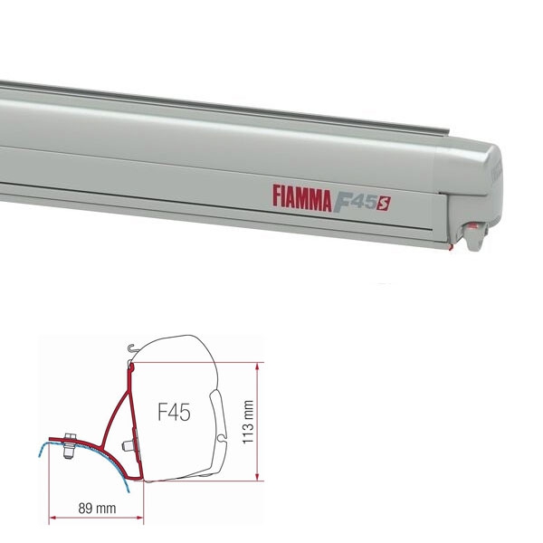 Markise FIAMMA F45 S 230 Royal grey Gehaeuse titanium inkl. Adapterkit Renault Trafic Opel Vivaro bis 2014 H1 L1