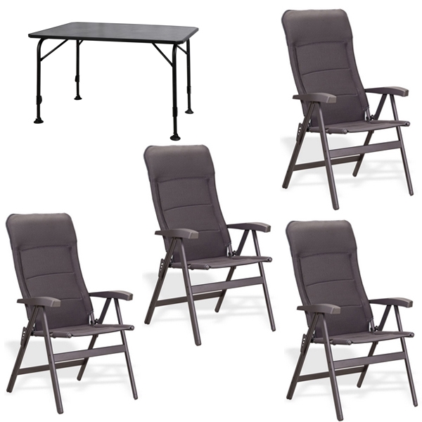 Set 1 Tisch WESTFIELD Universal Tisch 120 x 80 cm - Avantgarde Series - 101-740 und 4 Stuehle WESTFIELD Noblesse Stuhl charcoal grey - Avantgarde Series - 101-101 CG