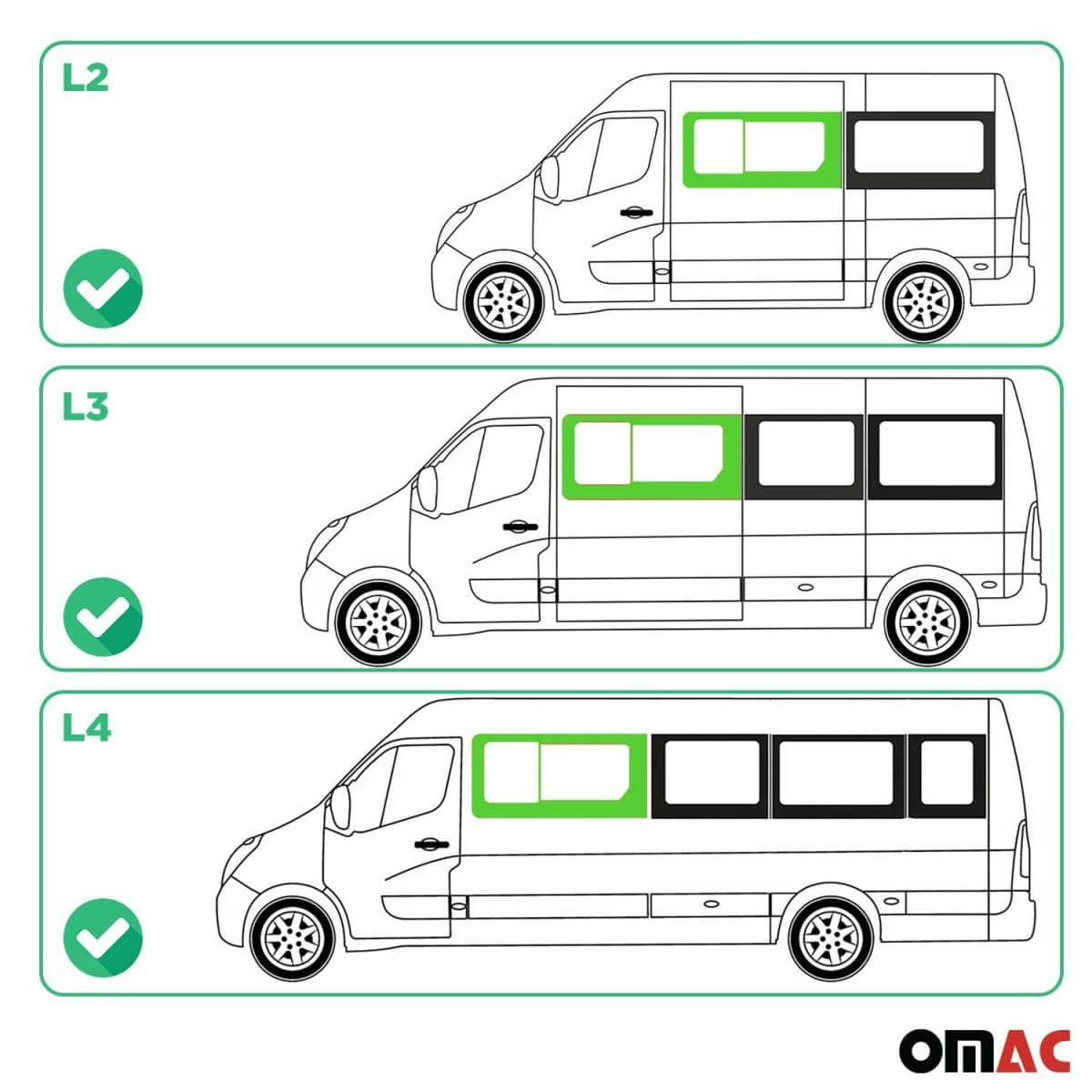 OMAC Seitenfenster Schiebefenster Renault Master L2-L3-L4 ab Bj. 2010 Vorne Links - A050953
