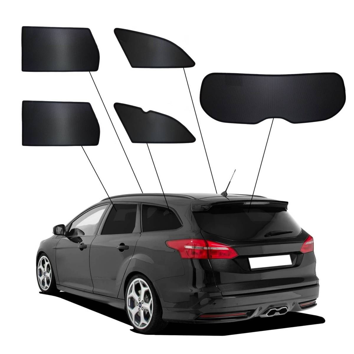 WINDESA SunClip Sonnenschutz - Sichtschutz Ford Focus Bj. 2011-2018 Set ABC - sun-10386abc