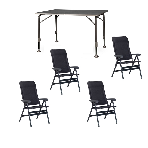 Set 1 Tisch WESTFIELD Moderna Tisch 120 x 80 cm - Avantgarde Series - 101-750 und 4 Stuehle WESTFIELD Advancer XL Stuhl anthracite grey - Performance Series - 201-883 AG