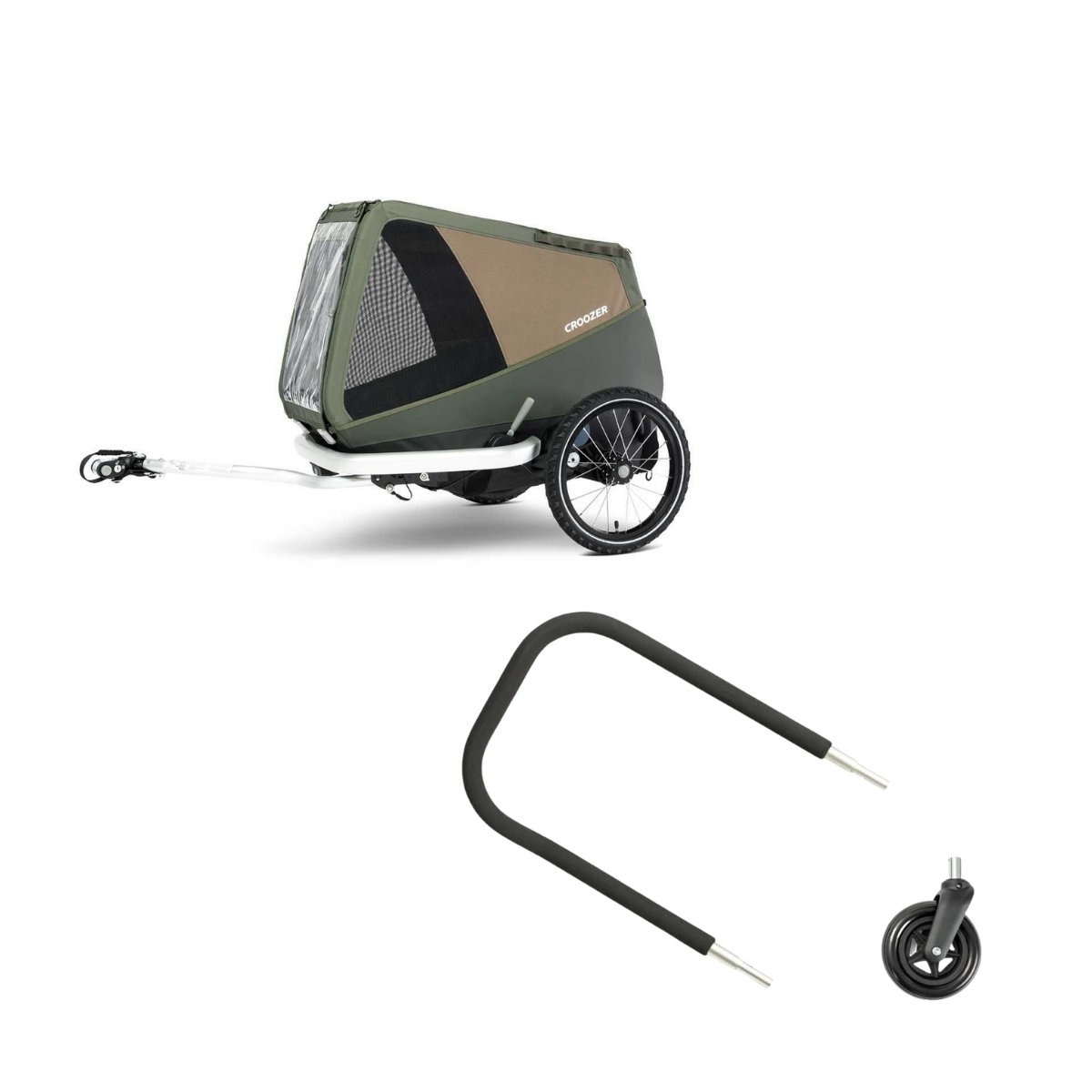 CROOZER Hundefahrradanhänger Dog Enna Moss Green mit Buggy-Set