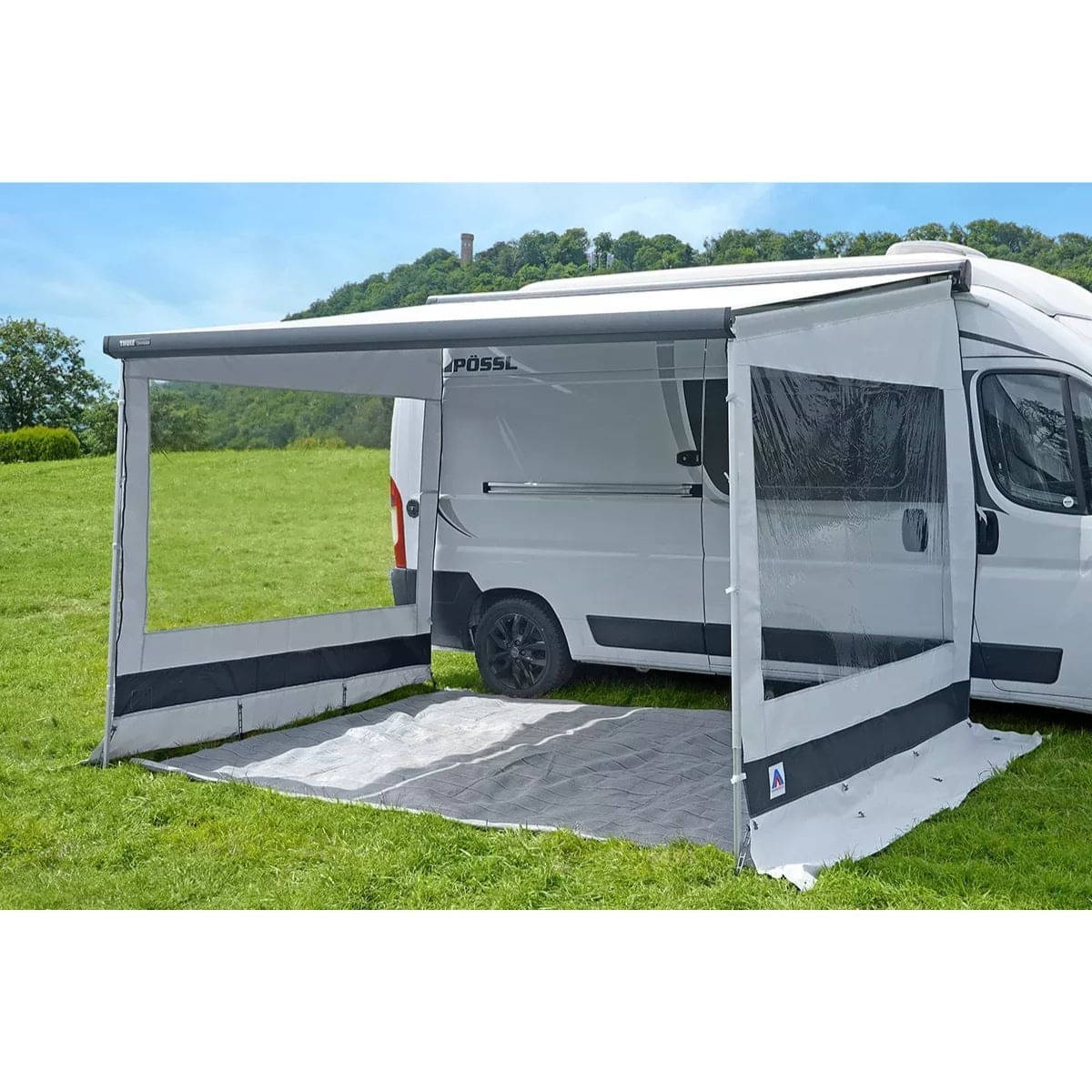 HAHN ZELTE Markisen-Seitenwand BARI Hoehe 256-285 cm Auszug 250 cm Rechts fuer Fiamma F45 - Z01066H2_RE ZG01010-59