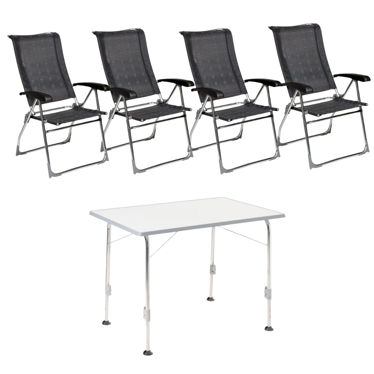 DUKDALF Stuhl Aspen anthrazit 4er-Set - Tisch STABILIC III 115x70 cm hellgrau - 42-01-0677-4 40-24-1157.0