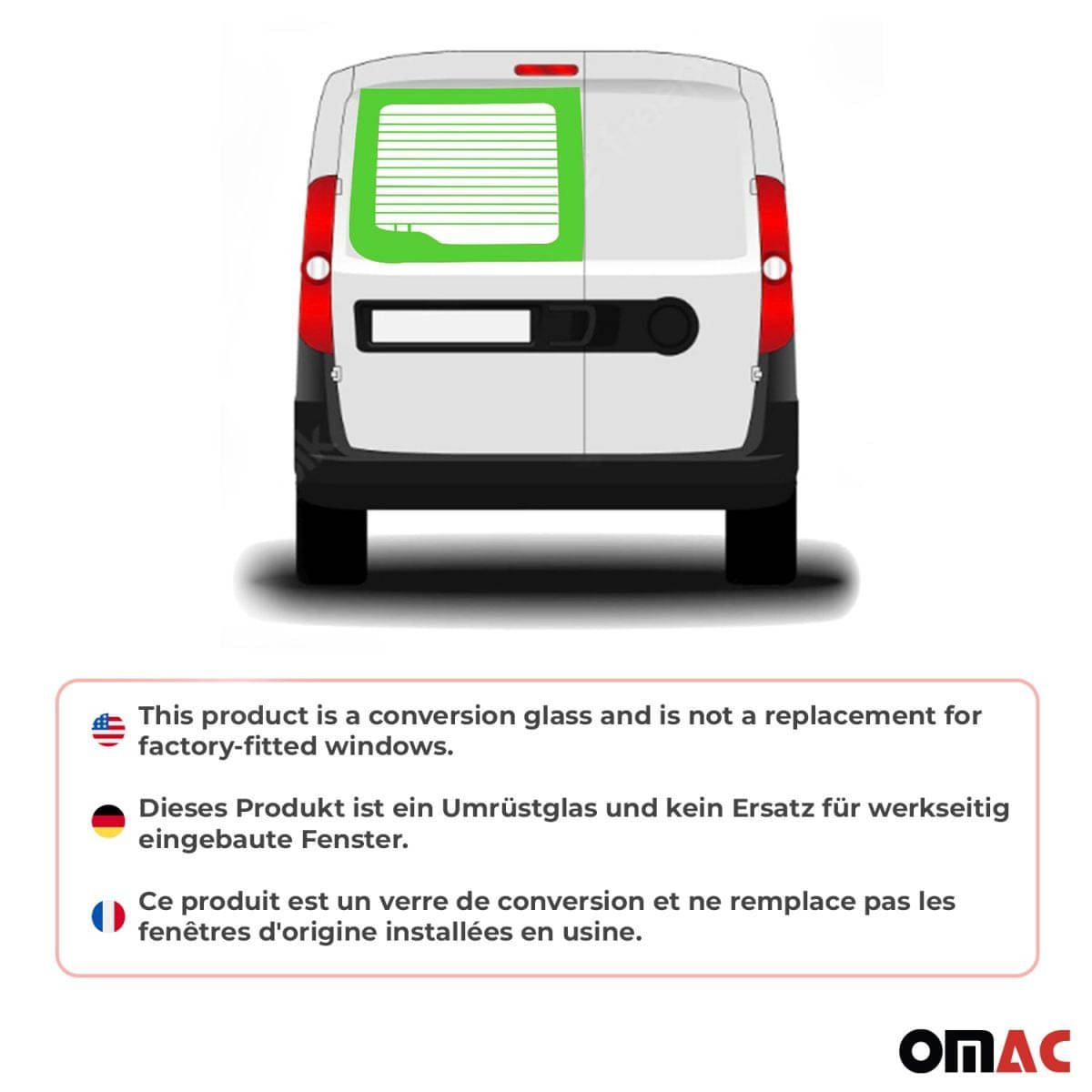 OMAC Heckscheibe Heckfenster Fiat Doblo Maxi L2 H2 Bj. 2010-2021 Fluegeltuer Links - 2524405LR-1BDFL