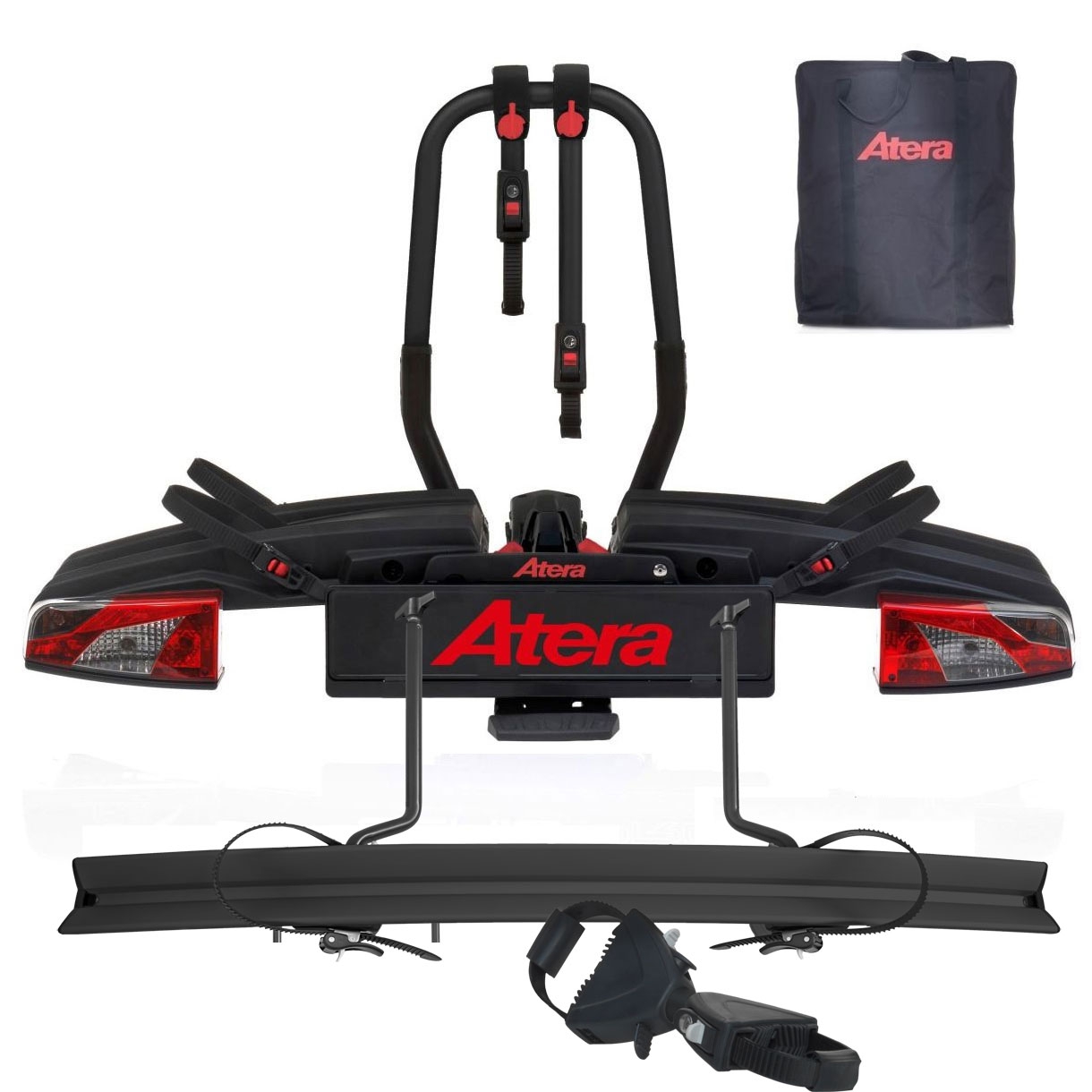 ATERA GENIO PRO Advanced 022784 Fahrradtraeger 2er Red Edition faltbar fuer 3 Raeder 2-1 plus Tasche- Fahrradtraeger fuer die Anhaengerkupplung von ATERA aus dem Allgaeu