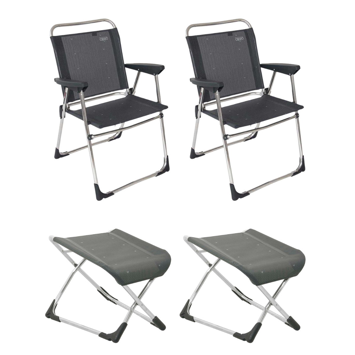 CRESPO Campingstuhl Classic AL-219 anthrazit - freistehende Beinauflagen AL-231 2er-Set - 1148097 1104940