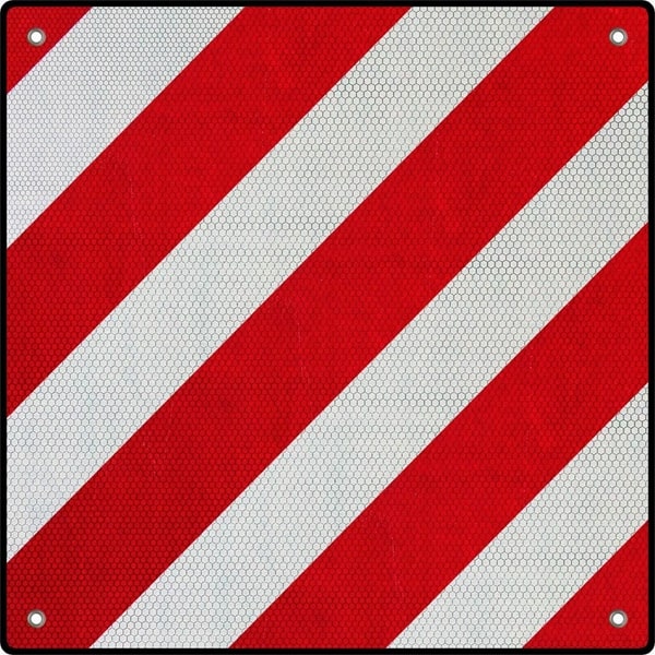 Warntafel Spanien und Italien Aluminium 50x50cm reflektierend rot-weiss mit Oesen -fuer Expander- kleine Spanngurte usw- Gemaess Vorschriften den Laender -spezielles vorgeschriebenes Muster und Reflektion u-a-