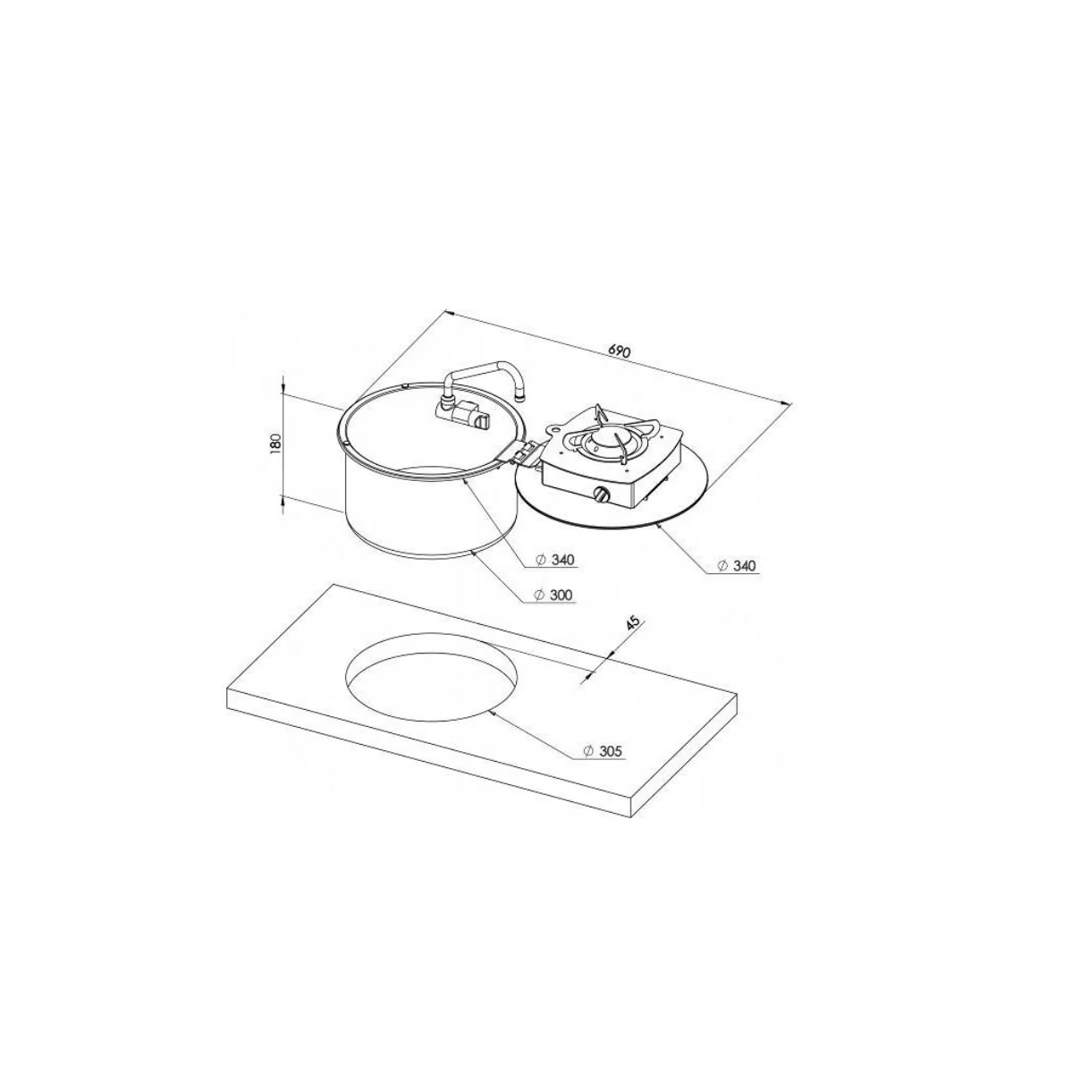 CAN LC1701 Kocher Spuelenkombination rund - LC1701-S