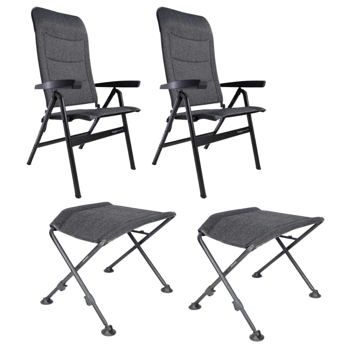 WESTFIELD Campingstuhl Advancer Pro dark grey melange - Beinauflagen FOCUS 2er-Set - 201-1884 DGM 201-812 DGM