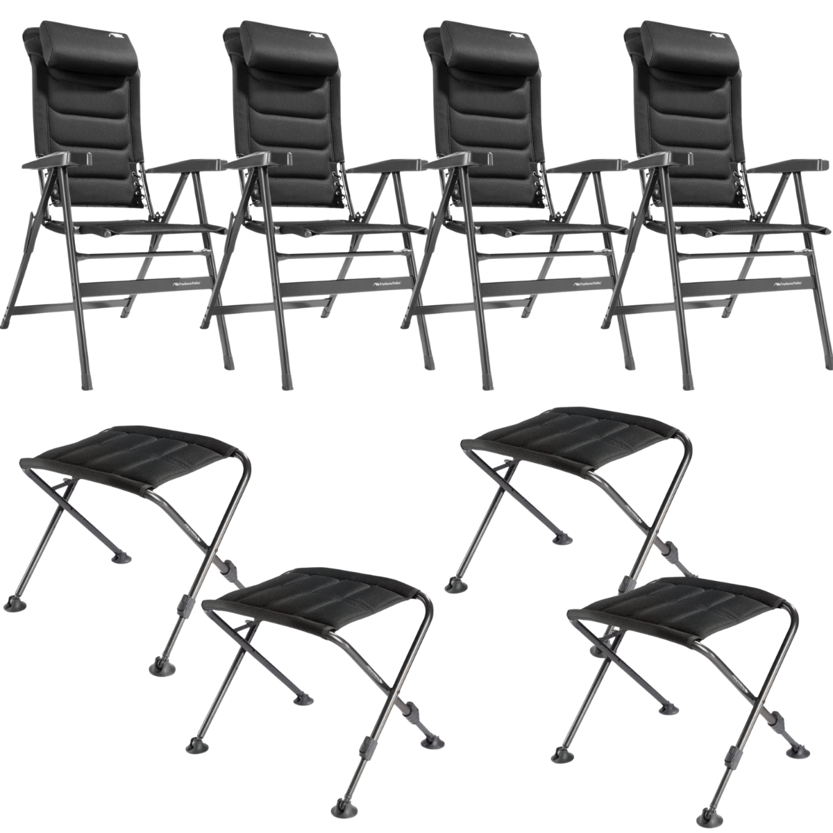 FF Kollektion Stuhl HighQ Comfortable Blackline & Beinauflagen Exclusive 4er-Set