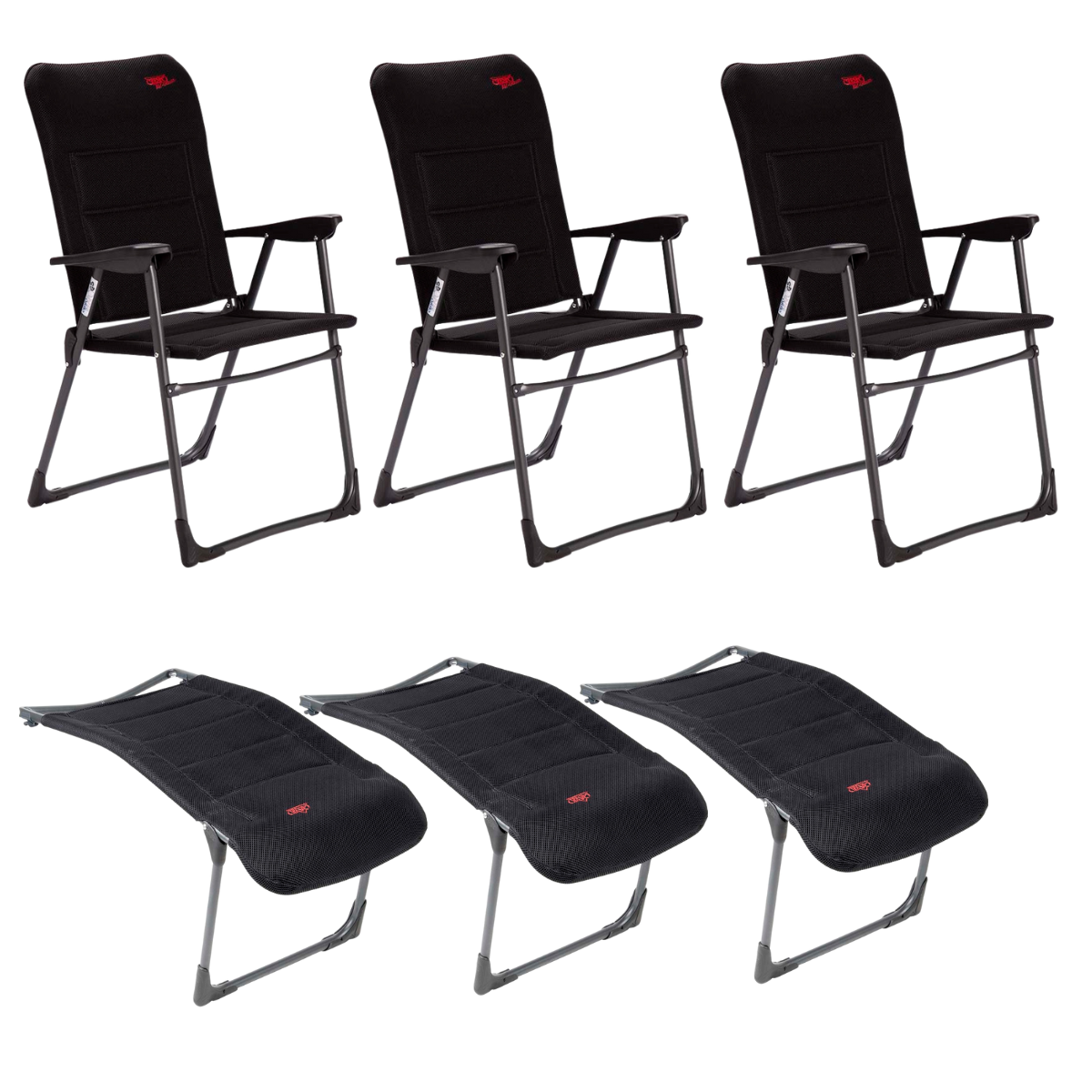 CRESPO Campingstuhl Air Deluxe AP-218-ADS schwarz - Beinauflagen RP-215-AD 3er-Set - 1148301 1104883