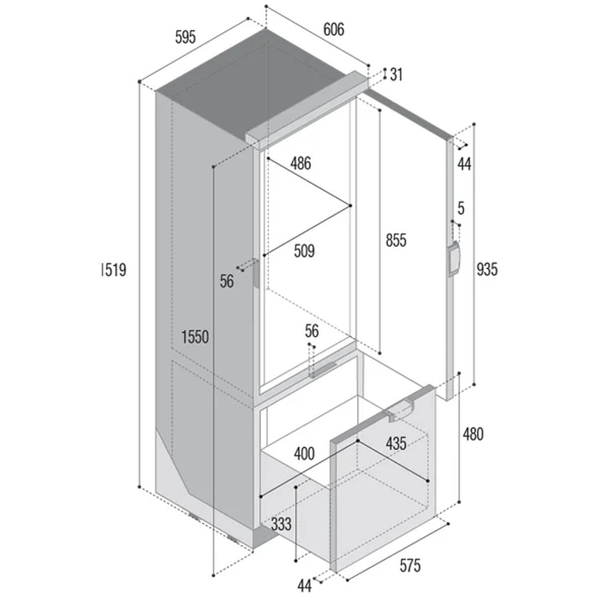 VITRIFRIGO Kompressor-Kuehlschrank Slim C250 CHR 12-24 V 250 L Schwarz matt