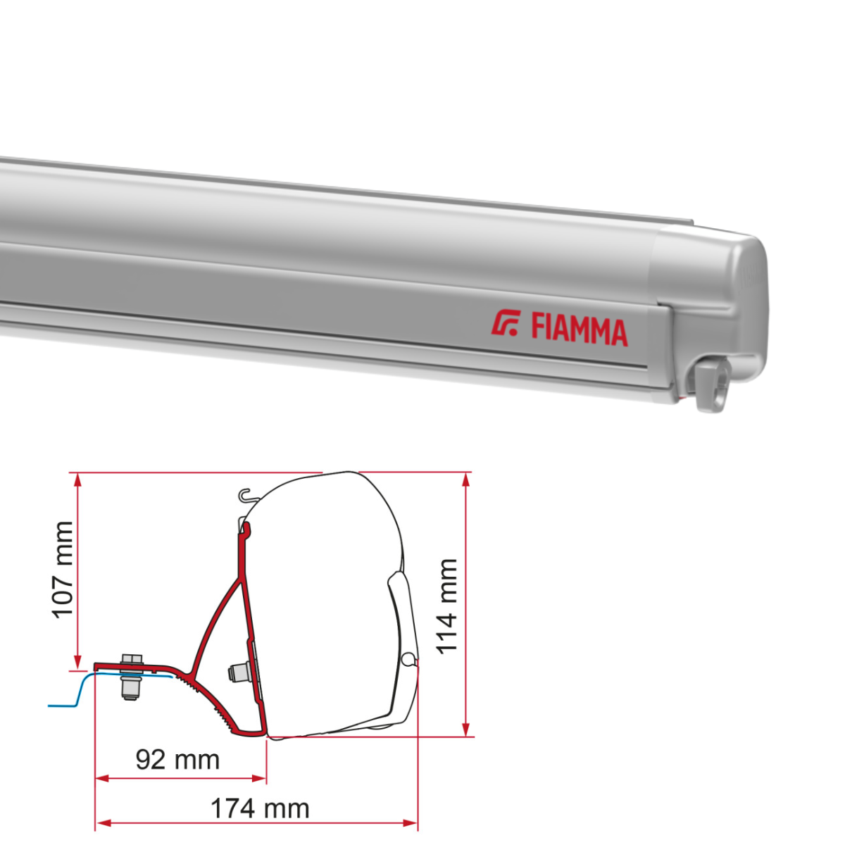 Markise FIAMMA F45 S 230 Royal grey Gehaeuse titanium inkl. Adapterkit Renault Trafic Opel Vivaro ab - 06290P01R 98655Z021