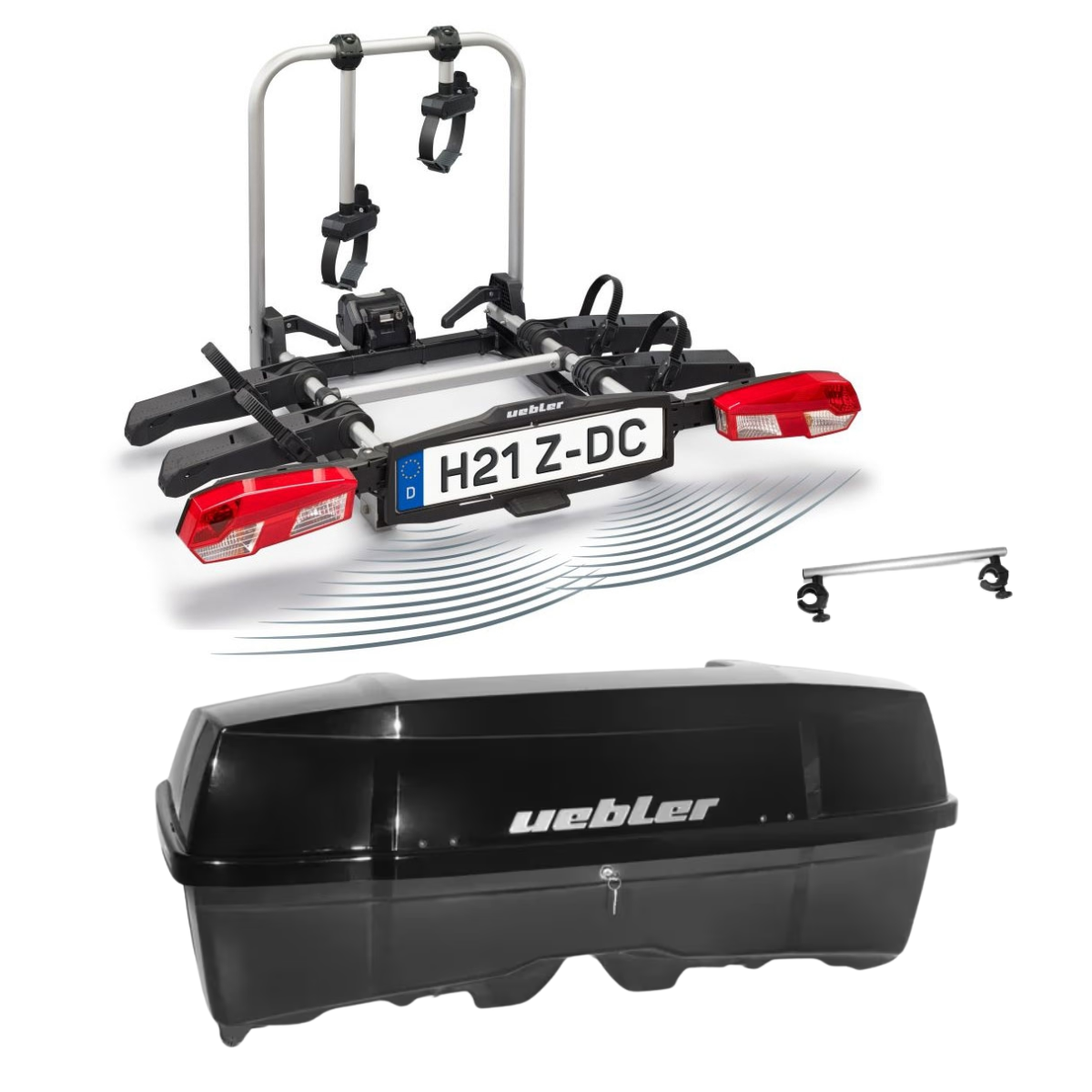 Set UEBLER H21 Z DC Fahrradtraeger 18170-DC 2 Raeder 90 Grad Abklappung Rueckfahrkontrolle inkl. Heckbox - 18170-DC 25080