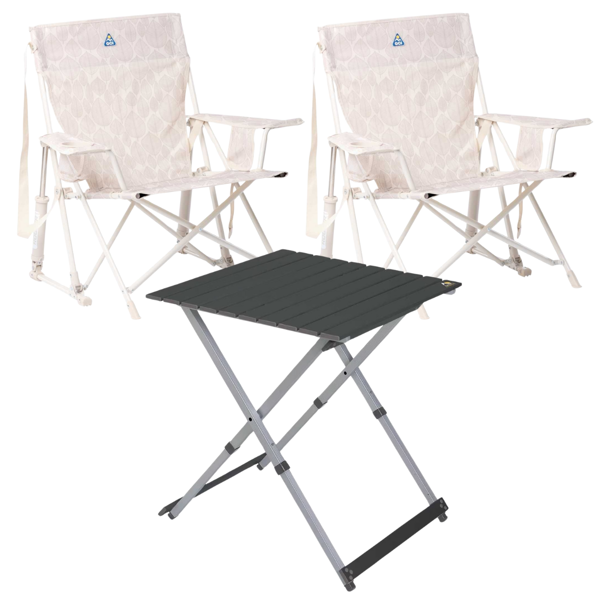 Set GCI Tisch Camp Table 25 & 2 Schaukelstühle Kickback Rocker Leaf Soft Neutral Set GCI Tisch Camp Table 25 - 2 Schaukelstuehle Kickback Rocker Leaf Soft Neutral - 410321 39226