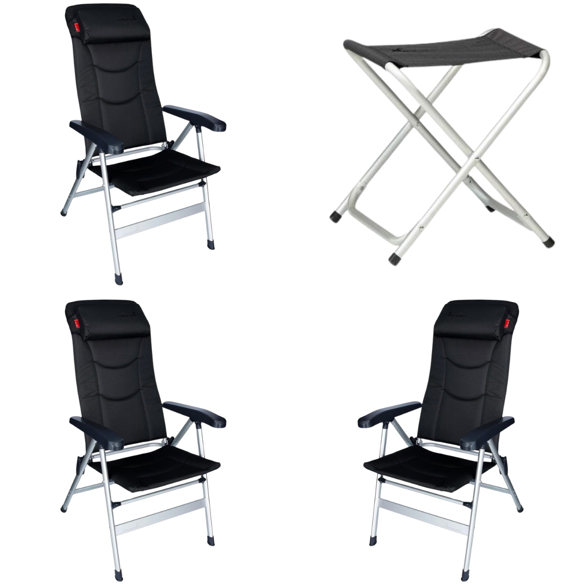 ISABELLA Campingstuhl Thor dunkelgrau 3er Set mit Hocker