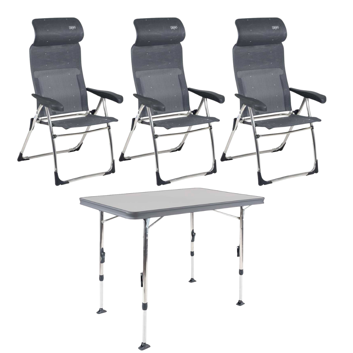 CRESPO Campingstuhl Classic Compact AL/215-C anthrazit 3er-Set & Tisch Ligero AL/246 101x65 cm grau CRESPO Campingstuhl Classic Compact AL-215-C anthrazit 3er-Set - Tisch Ligero AL-246 101x65 cm grau - 1104963 1151353