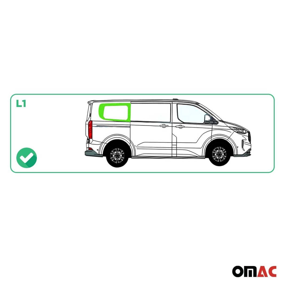 OMAC Seitenfenster Seitenscheibe Ford Transit Custom V710 L1 ab Bj. 2023 Hinten Rechts - 2659405-1RSFR