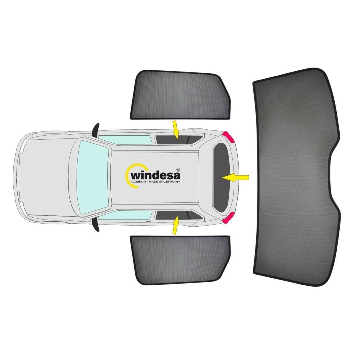 WINDESA SunClip Sonnenschutz - Sichtschutz Toyota Aygo X ab Bj. 2022 Set AC - sun-10373ac