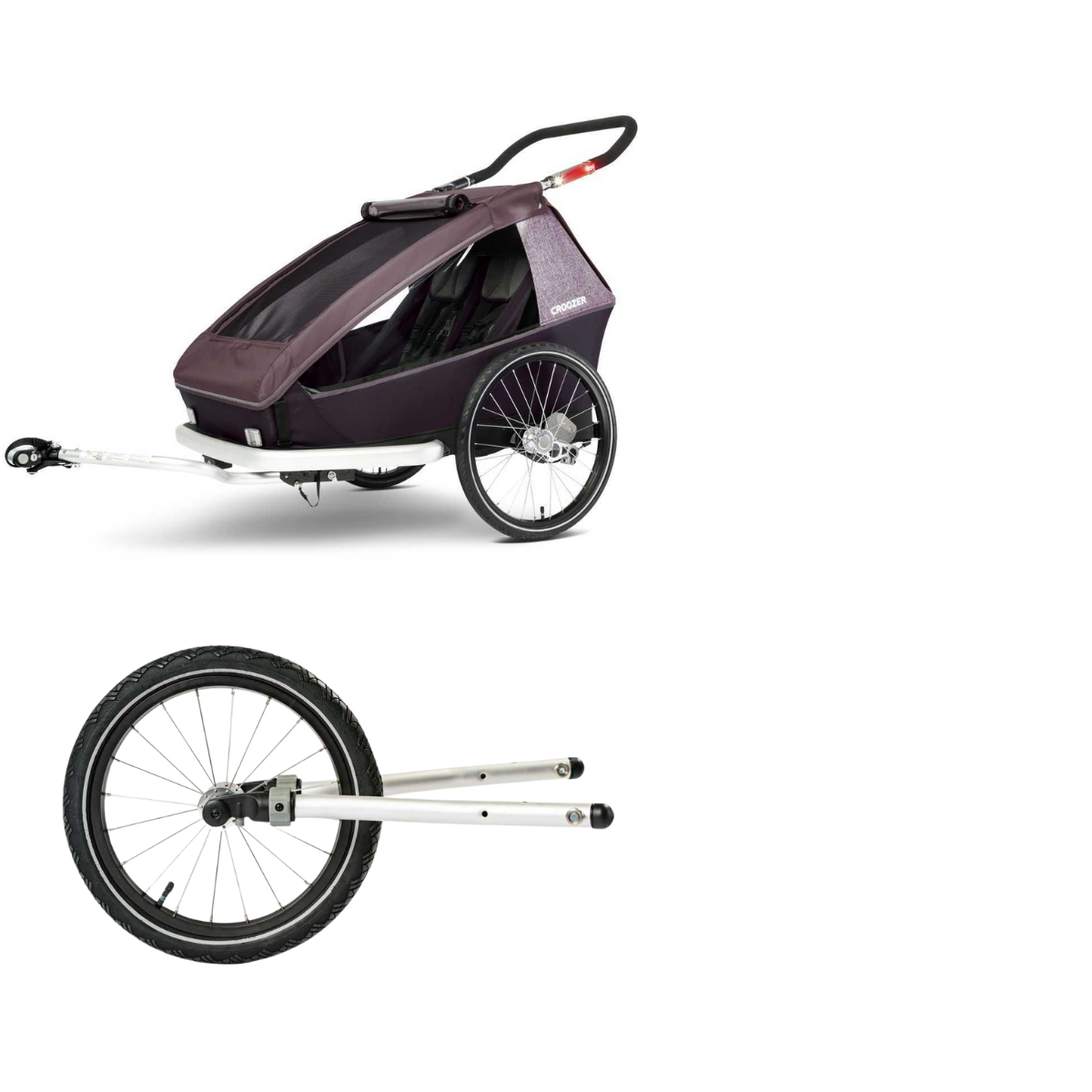 CROOZER Kinderfahrradanhänger Kid Vaaya 2 3in1-Set Blossom Red mit Jogger-Set