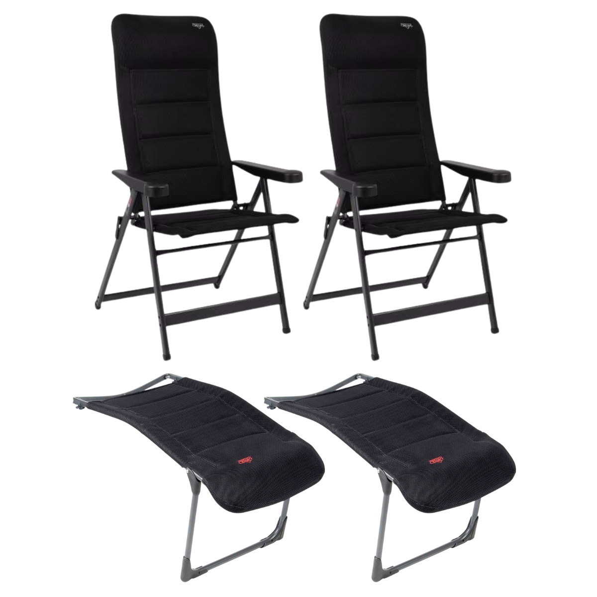CRESPO Campingstuhl Air Deluxe AP-240-AD schwarz - Beinauflagen RP-215-AD 2er-Set - 1149141 1104883