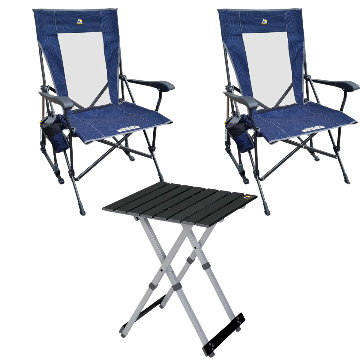 Set GCI Tisch Camp Table 20 - 2 Schaukelstuehle RoadTrip Rocker Navy Topo - 376273 39126