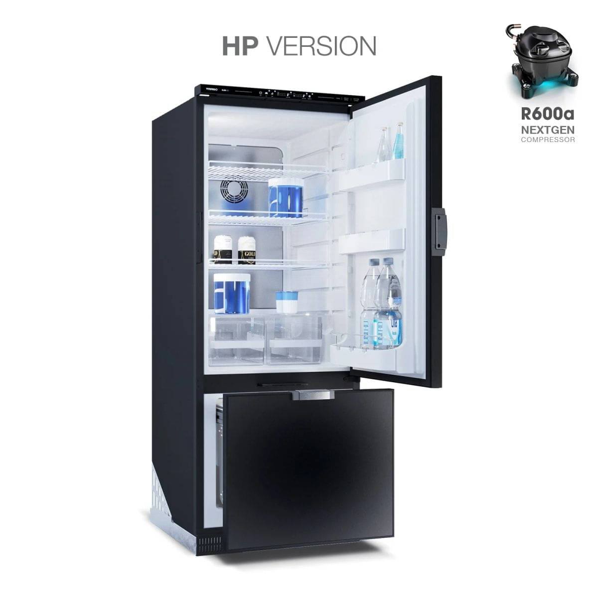 VITRIFRIGO Kompressor-Kuehlschrank Slim C250 CHR 12-24 V 250 L Schwarz matt