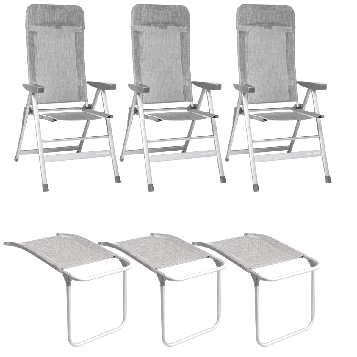 BRUNNER Campingstuhl SKYE Hellgrau mit Beinauflagen 3er-Set - 0404063N-C53 0404064N.C53