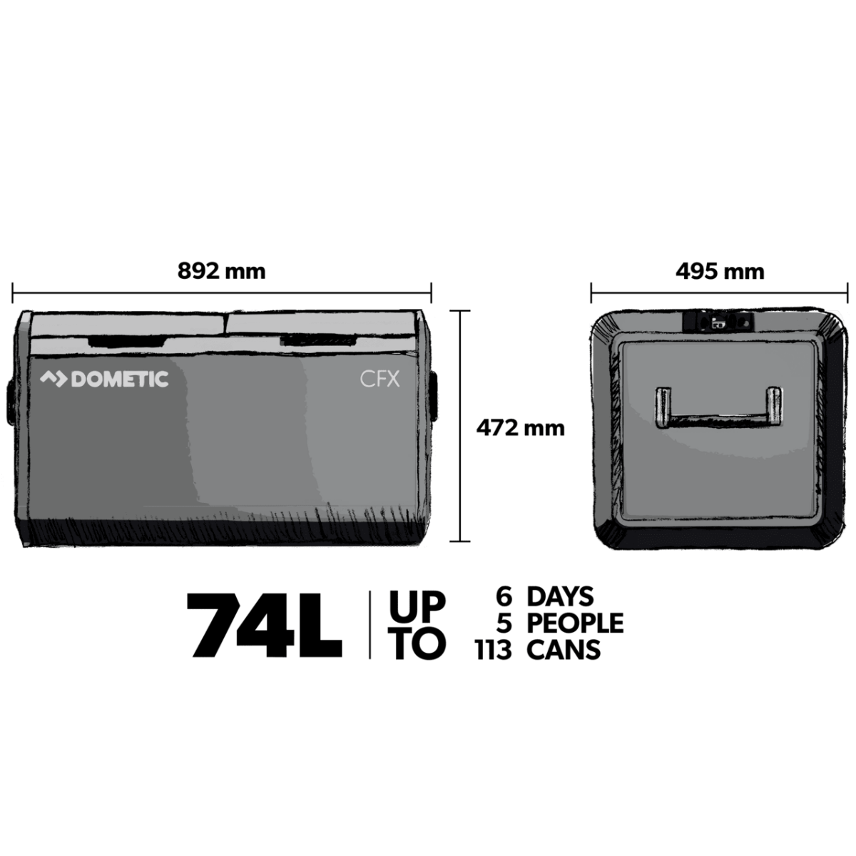 DOMETIC CoolFreeze CFX3 75DZ Kompressor Kuehlbox 12-24-230 V 74 L - 9600025332
