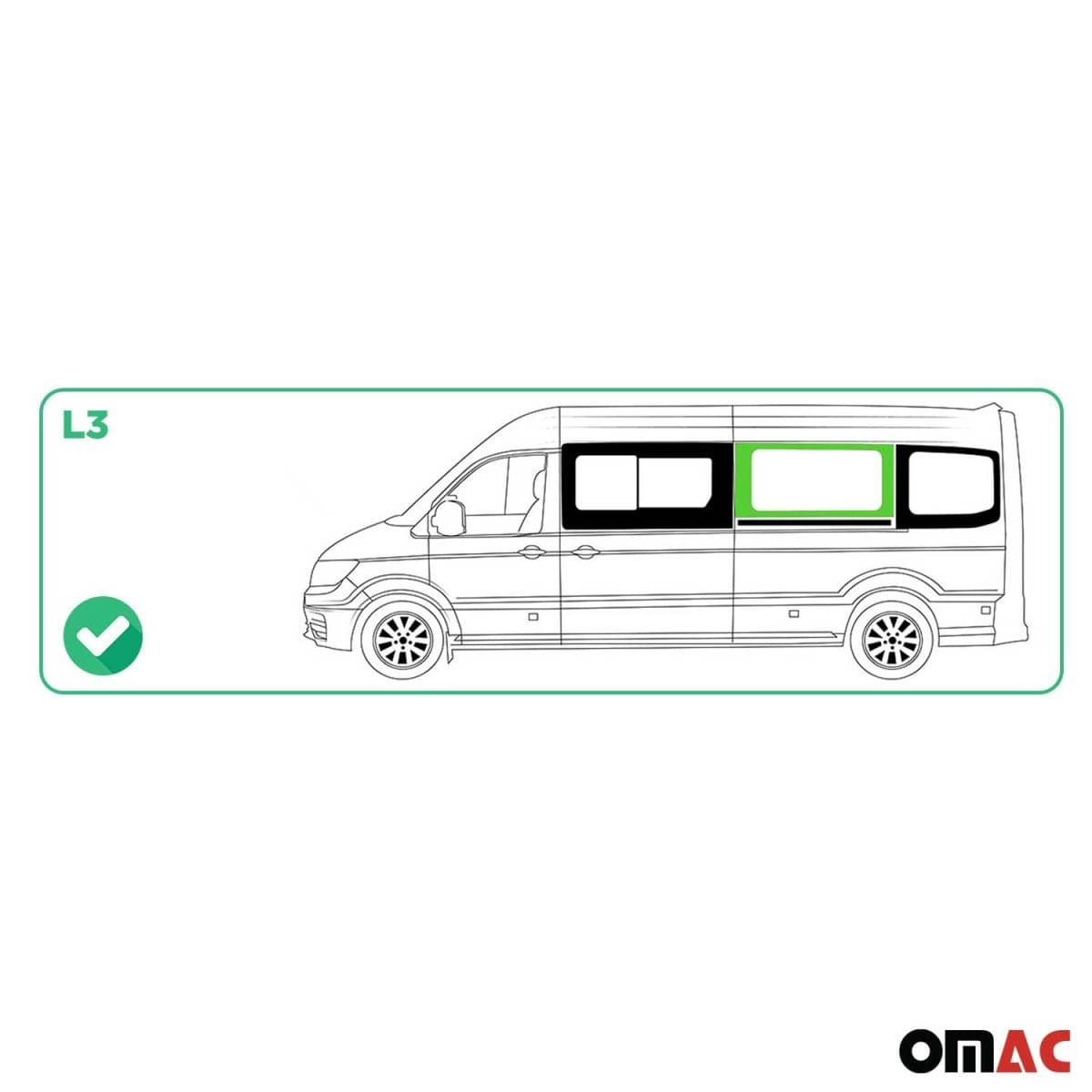 OMAC Seitenfenster Seitenscheibe VW Crafter L3 ab Bj. 2017 Mitte Links Schiebetuer - 7556405-1MSDFL