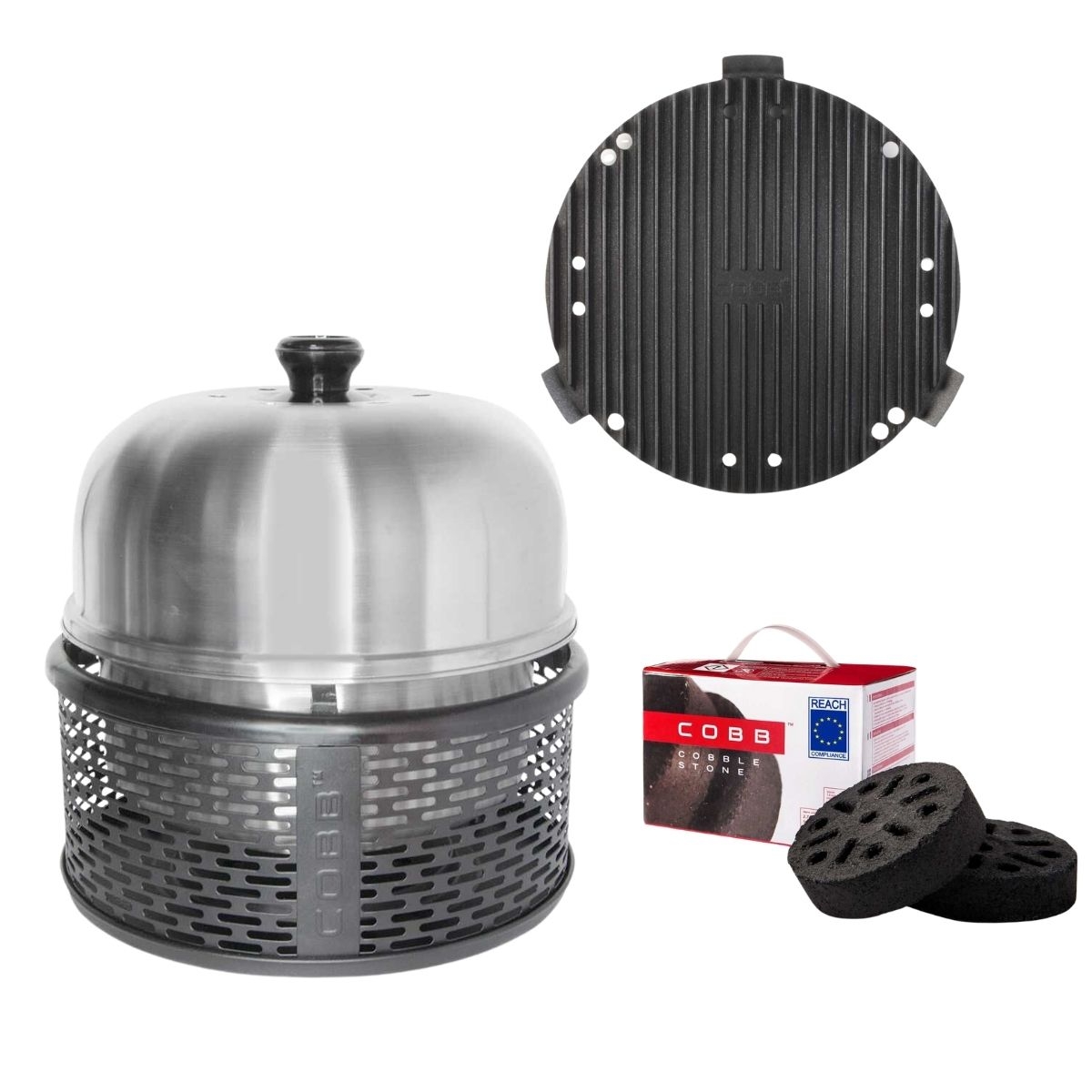 COBB Pro Black und Grillplatte und Griddle - und Cobble Stone