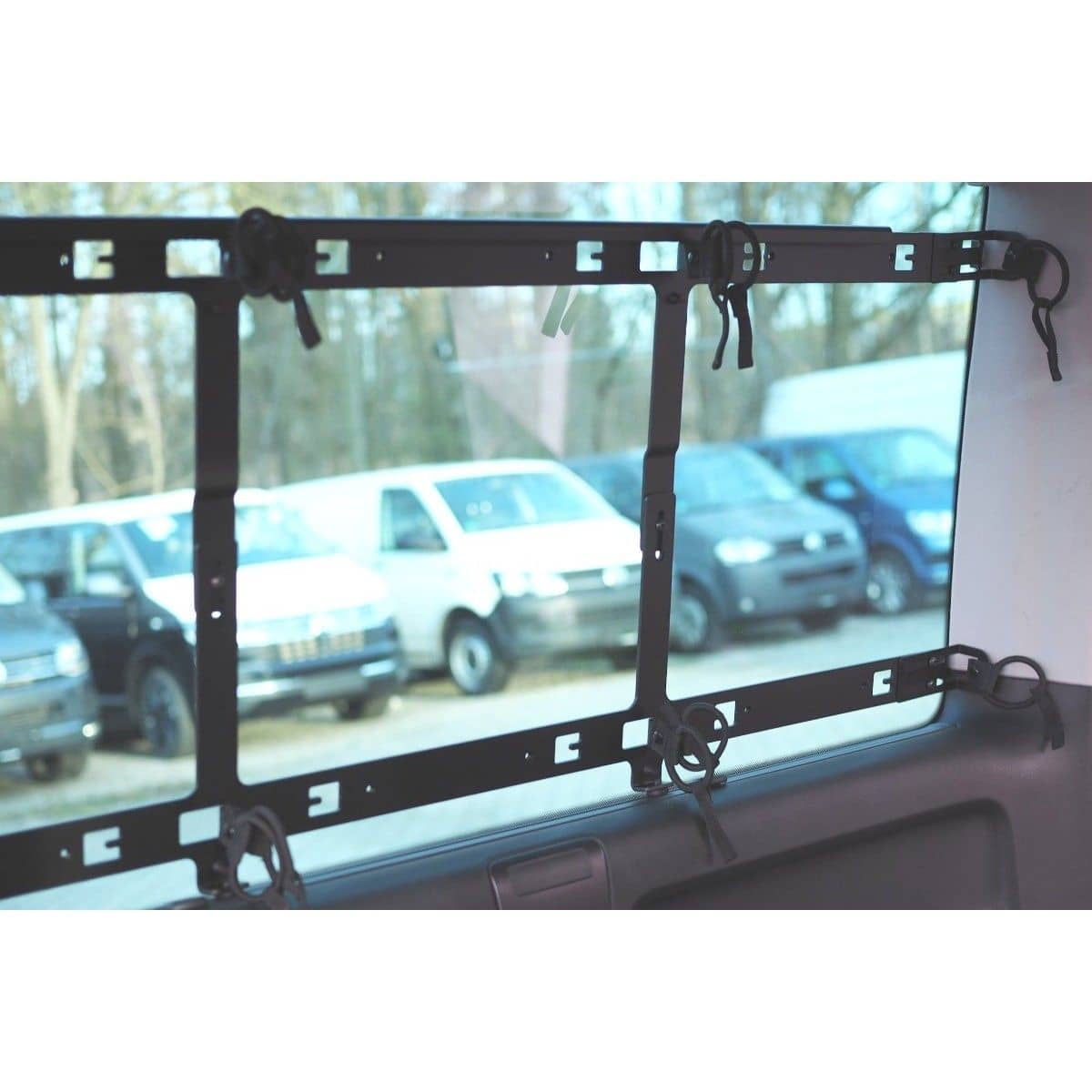 Fenstertaschen-Set FELLEISEN 2x BasicONE - 1x Flexbag fuer VW Transporter T5-T6-T6.1 lang mit Gurt im Fenster- Fahrer- oder Beifahrerseite- Schwarz- ohne Thermomatte TST 6701 13-A