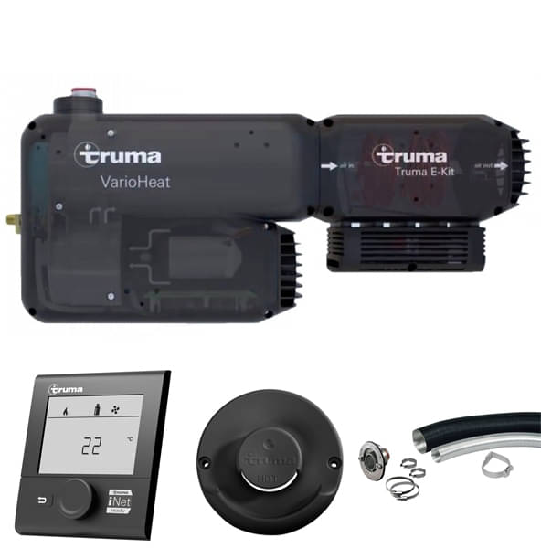 Heizungset- Heizung inkl. Wandkaminset WK 24- Kaminaussenteil WK schwarz- E-Kit